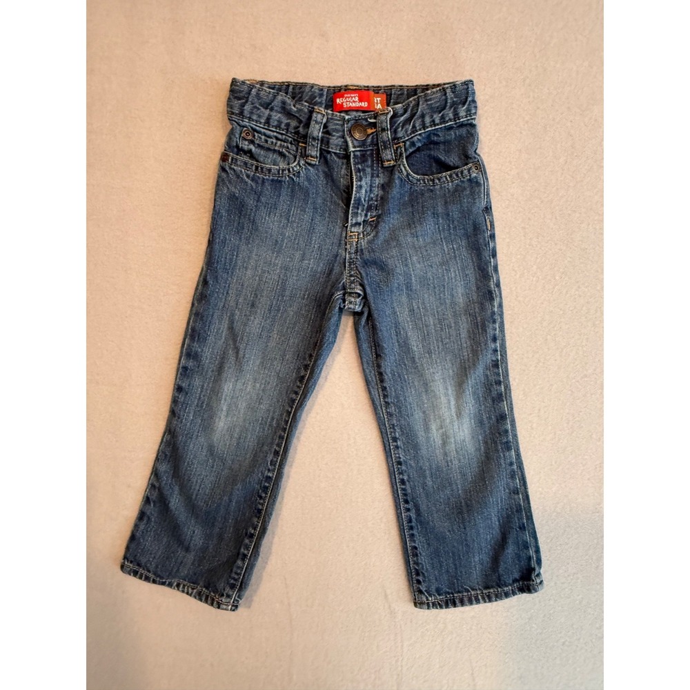 Old Navy Boys Jeans 3T Regular Standard Adjustable Waist Straight Leg Blue Denim
